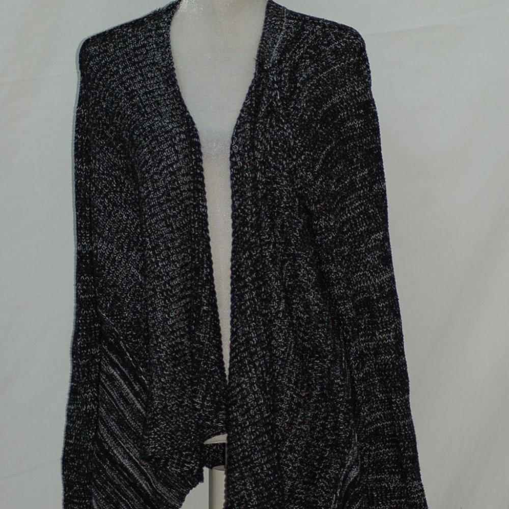 Style & Co Sweater Marl Drape Openfront Cardigan Black M